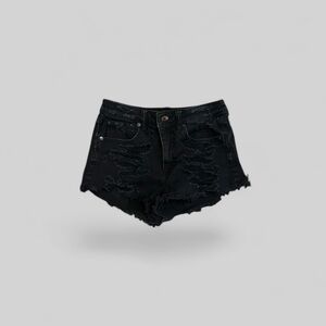 Black distressed Jean shorts